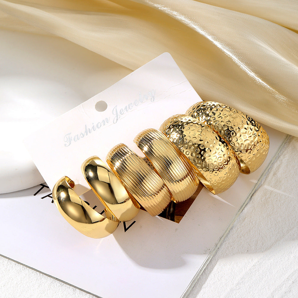 Advanced Gold Exaggerated Personalized Metal Alloy Creative Earrings