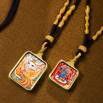 Women's & Men's Statue Of The Buddha Carry-on Yellow Wealth Bodhisattva Pendants