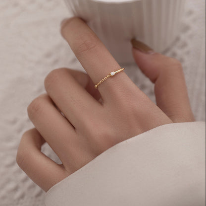 Women's Diamond Chain Cold Style Design Simple Personality Korean Rings