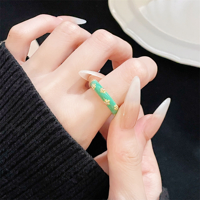 Enamel Flower Open Personality Elegant Simple Rings