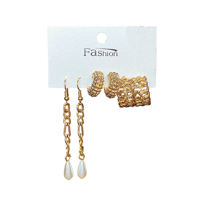 Bow Fishtail Pearl Moon Diamond Fashionable Earrings