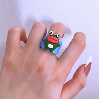 Animal Bear Frog Rabbit Elephant Resin Creative Rings