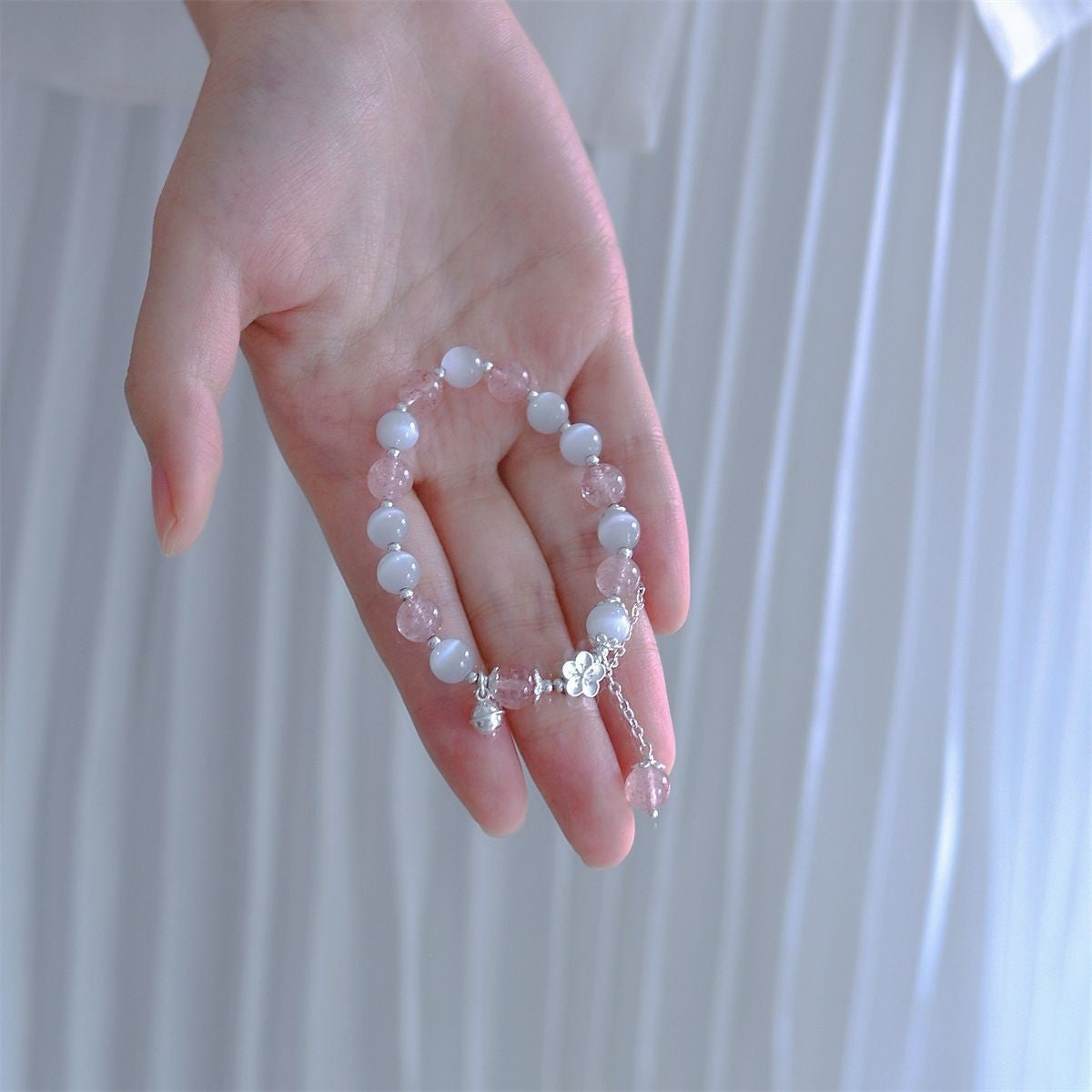 Blossom Strawberry Quartz Opal Fresh Sweet Tassel Bracelets
