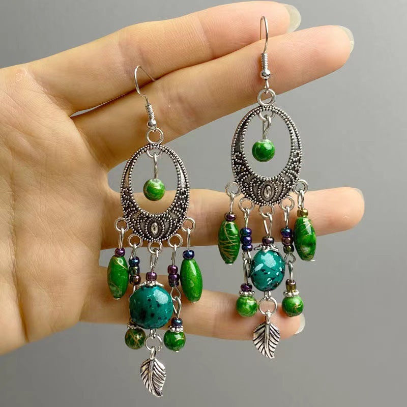 Ethnic Style Long Feather Temperamental Tassels Personality Earrings