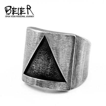 Men's Simple Personality Triangle Hollow Fashion Stainless Rings