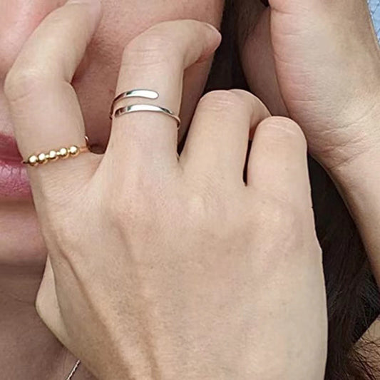 Women's Rotatable Beads Anxiety Adjustable Single Circle Rings
