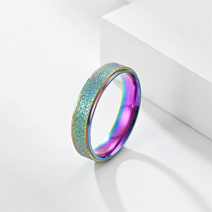 Step Stainless Steel Frosted Female Korean Fashion Couple Rings