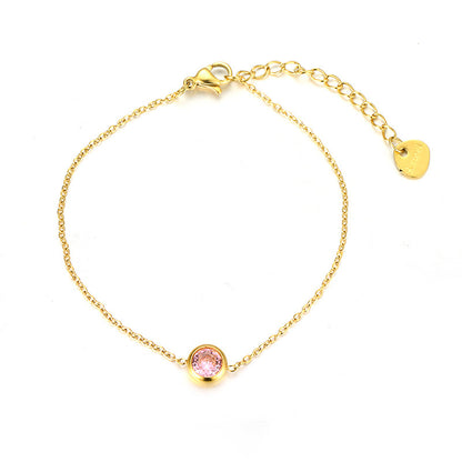 Women's Gold-plated Stainless Steel Colorful Zircon Fashion Bracelets