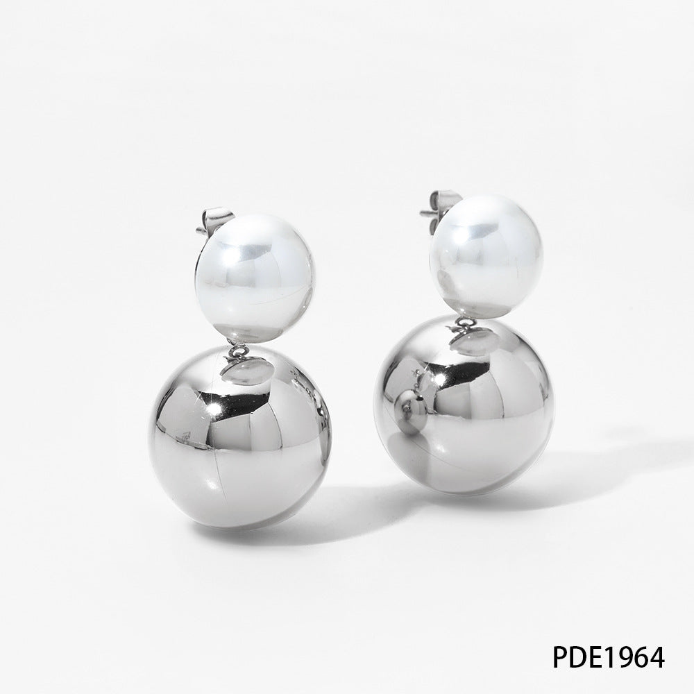 Women's Pearl High Sense Stainless Steel Ball Earrings