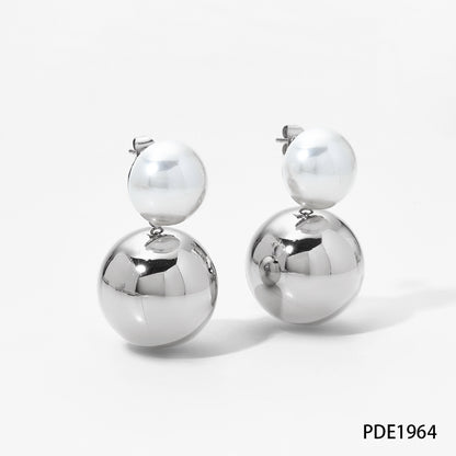 Women's Pearl High Sense Stainless Steel Ball Earrings