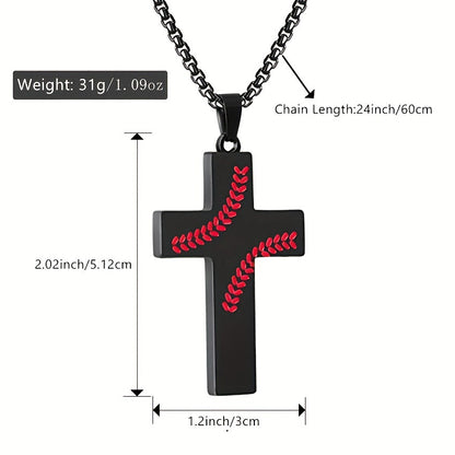 Baseball Boy Cross Stainless Steel Religious Pendants