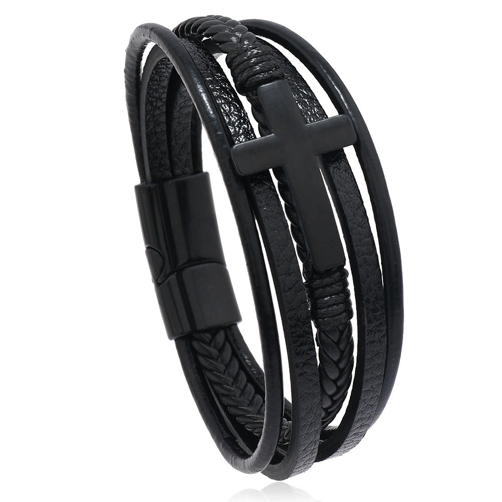 Men's Fashion Retro Alloy Cross Accessories Magnetic Buckle Bracelets