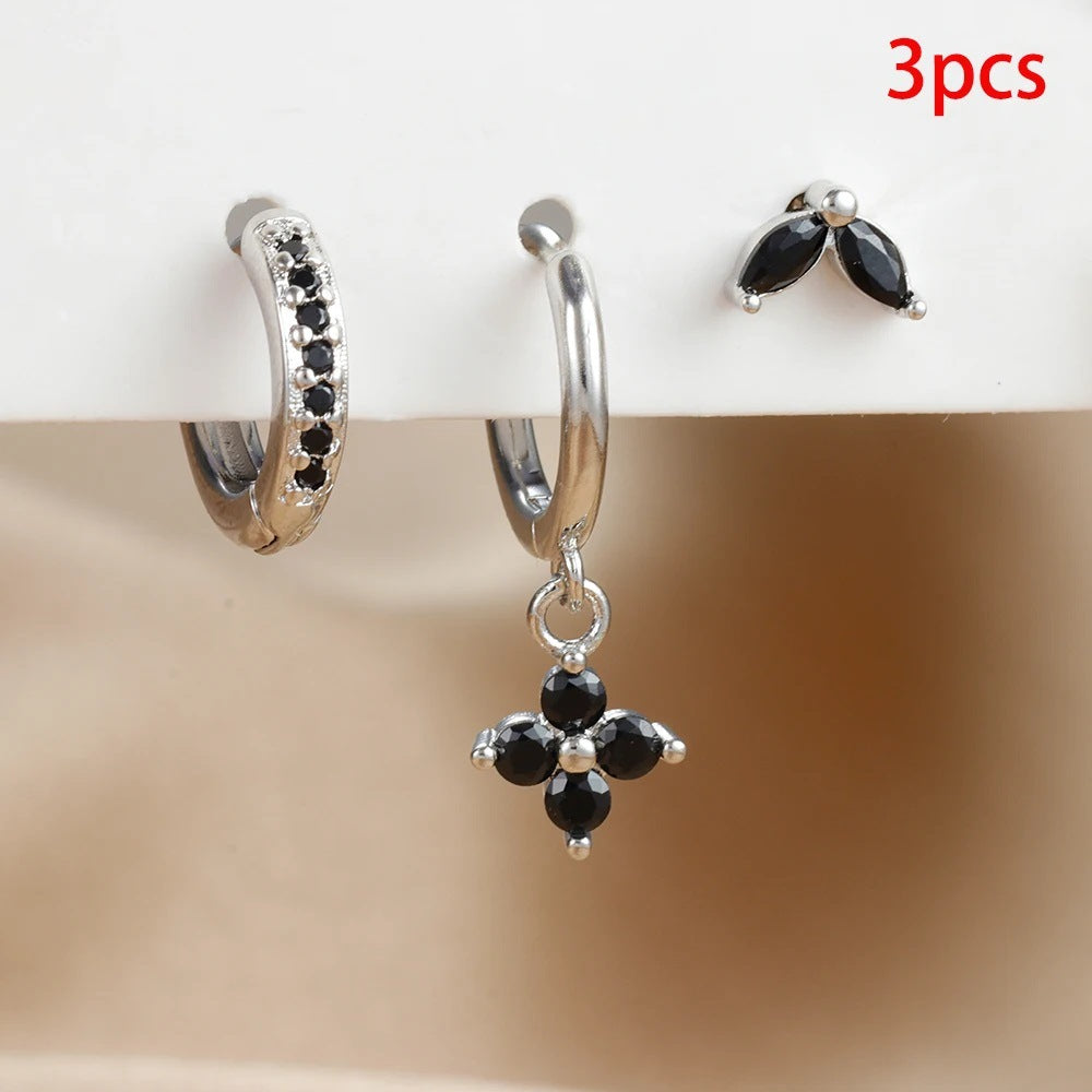 Flowers Ear Hook Eardrops Geometric High-grade Rings