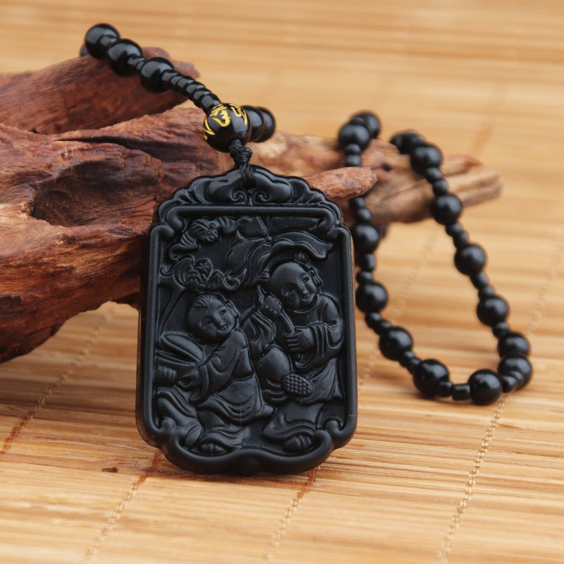 Women's & Men's Live Broadcast Two Buddha Temple Knot Necklaces