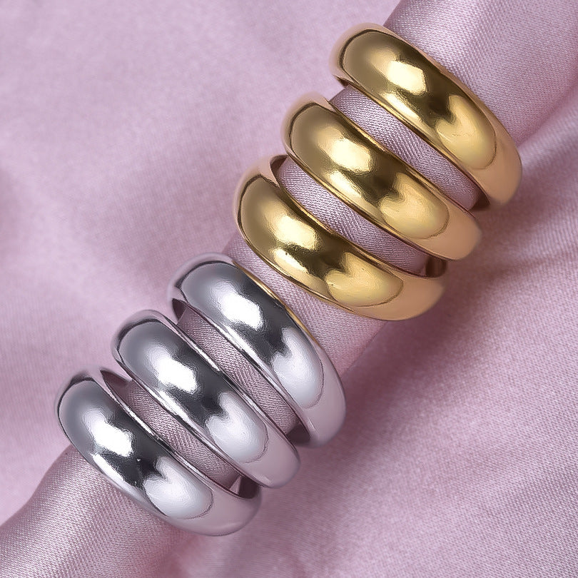 Women's Steel Trendy Personality Curved Line Design Rings