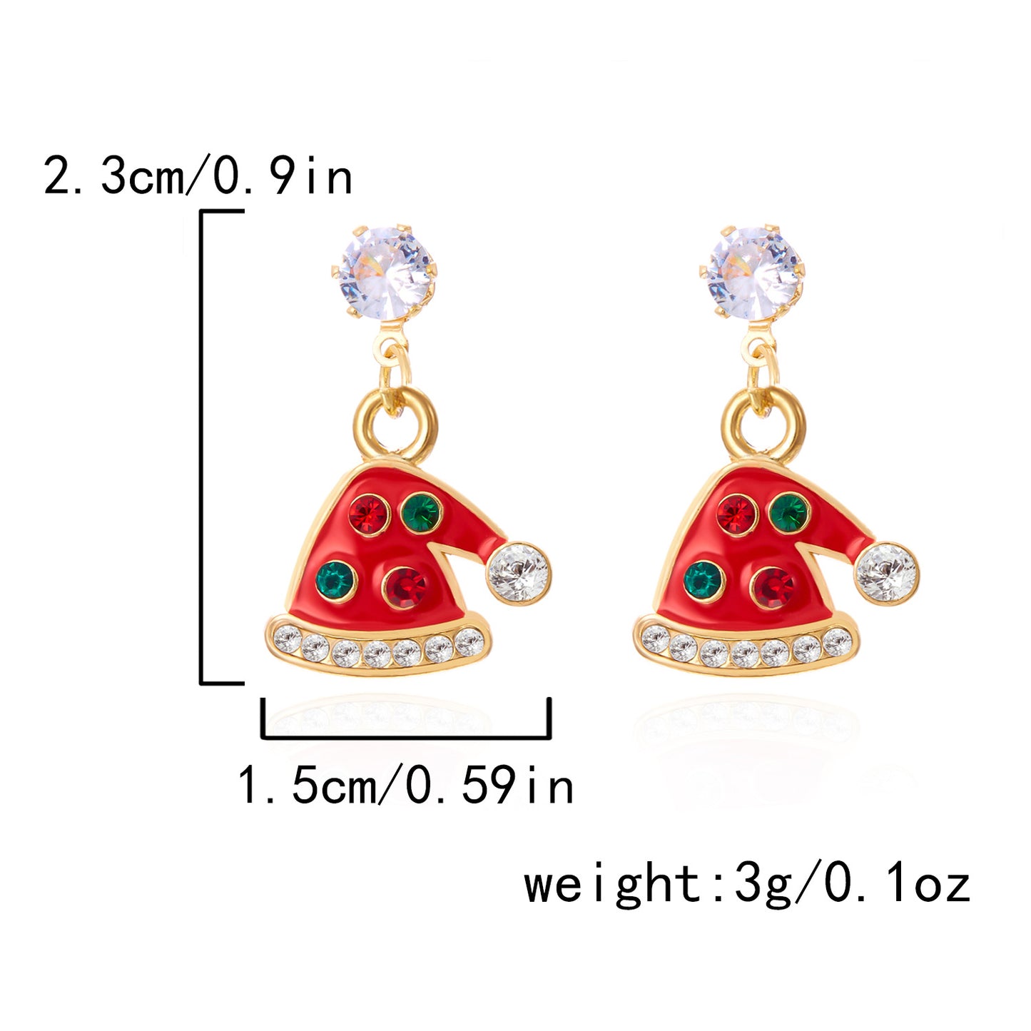 Christmas Tree Hat Santa Claus Asymmetric Earrings