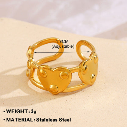 Women's Fashionable Elegant Stainless Steel Love Heart-shaped Rings