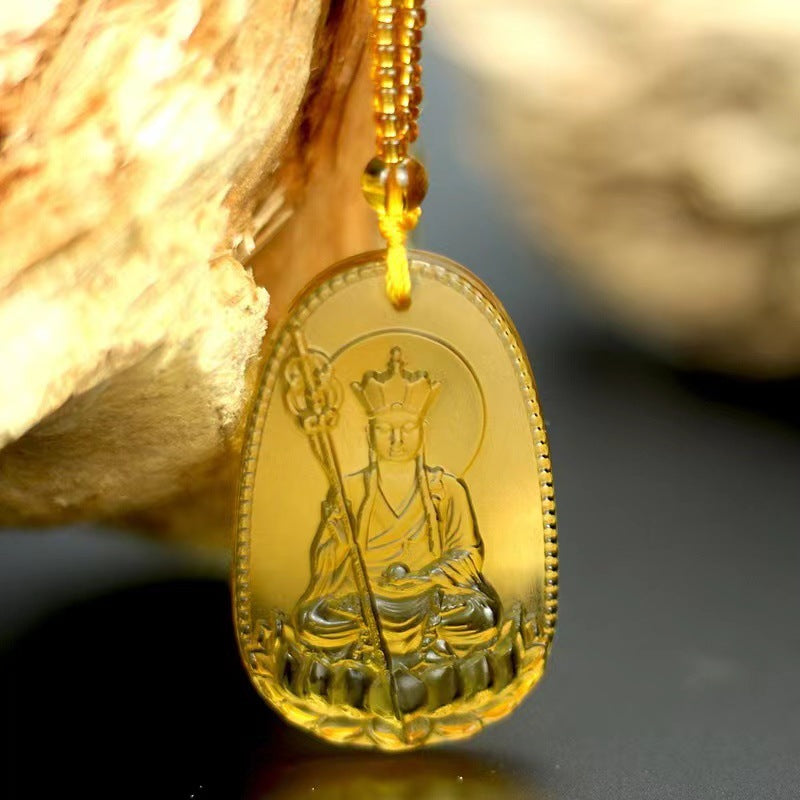 Women's & Men's Ornaments Glaze Yellow God Of Wealth Pendants