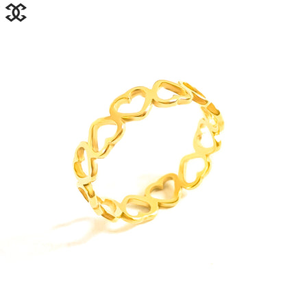 Women's Gold Heart-shaped Simple Niche No Pigment Rings