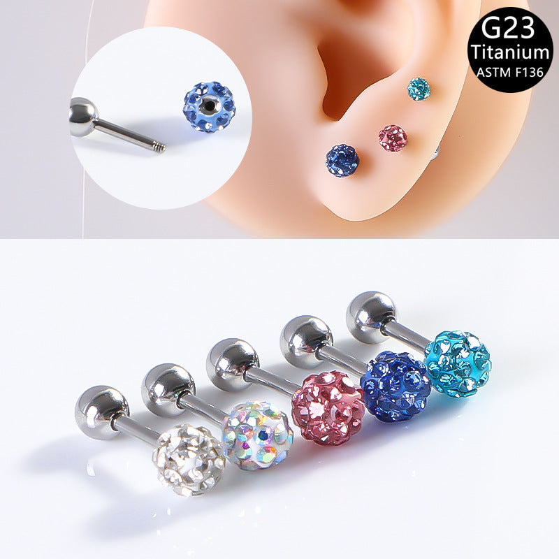 Clay Ball Male Thread Piercing Lip Ear Earrings