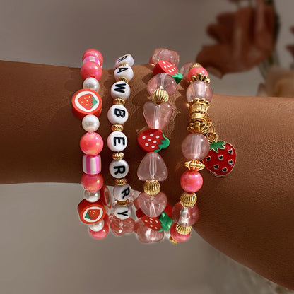 Environmentally Friendly Gentle Pink Letter Square Bracelets