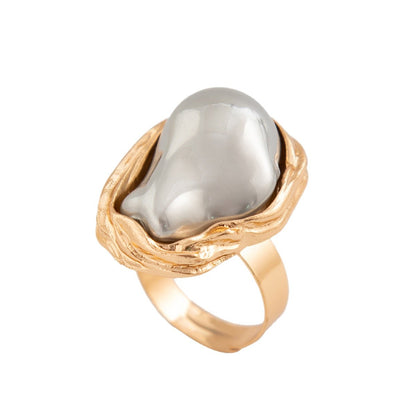 Baroque Inlaid Shaped Pearl Retro Irregular Rings