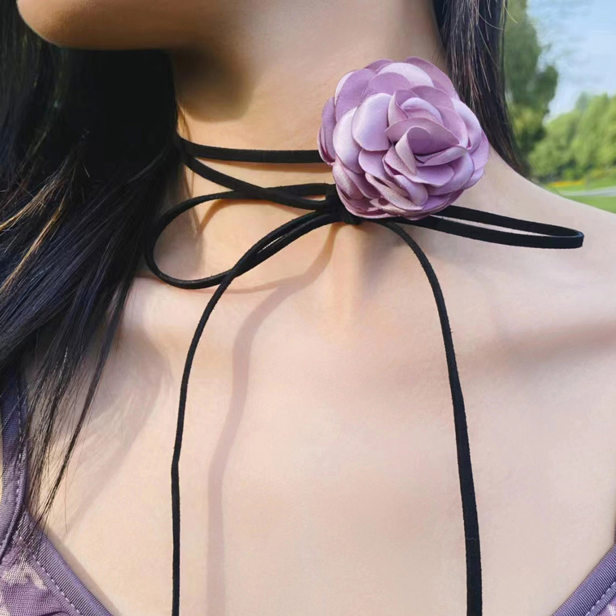 Unique Design Rose Long Lace Up Necklaces