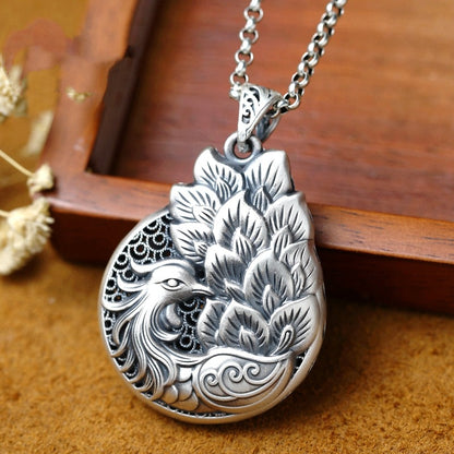 Women's Vintage Peacock Double-sided Thailand Sier Sweater Pendants