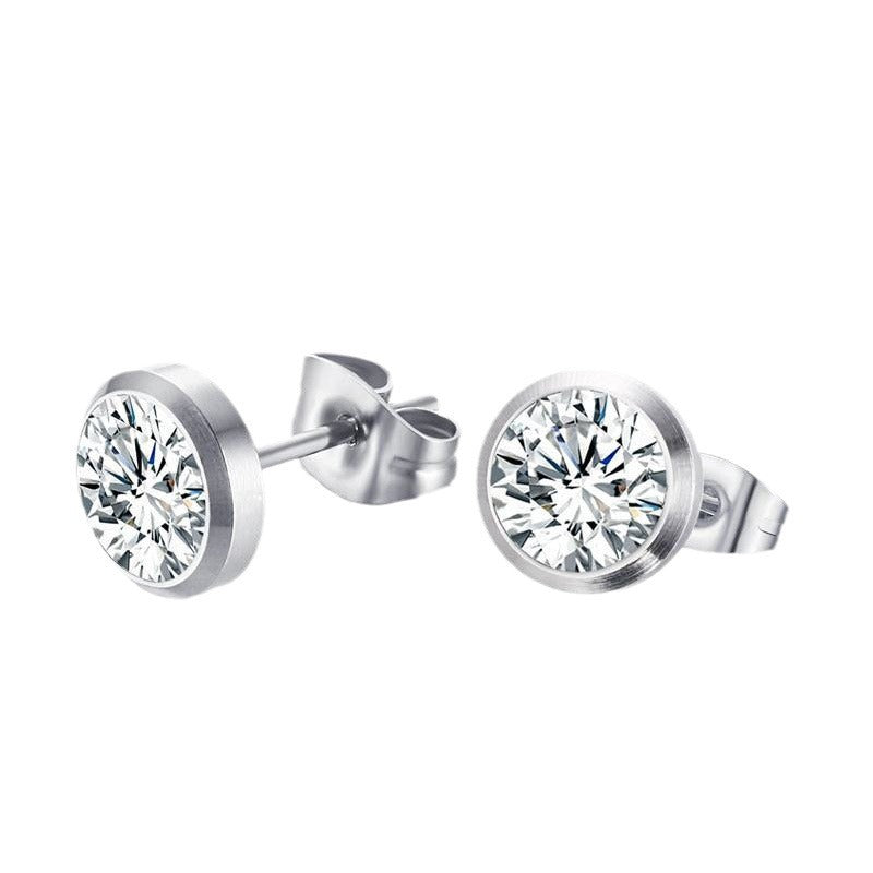 Women's Fashion Korean Jewelry Stainless Steel Zircon Earrings