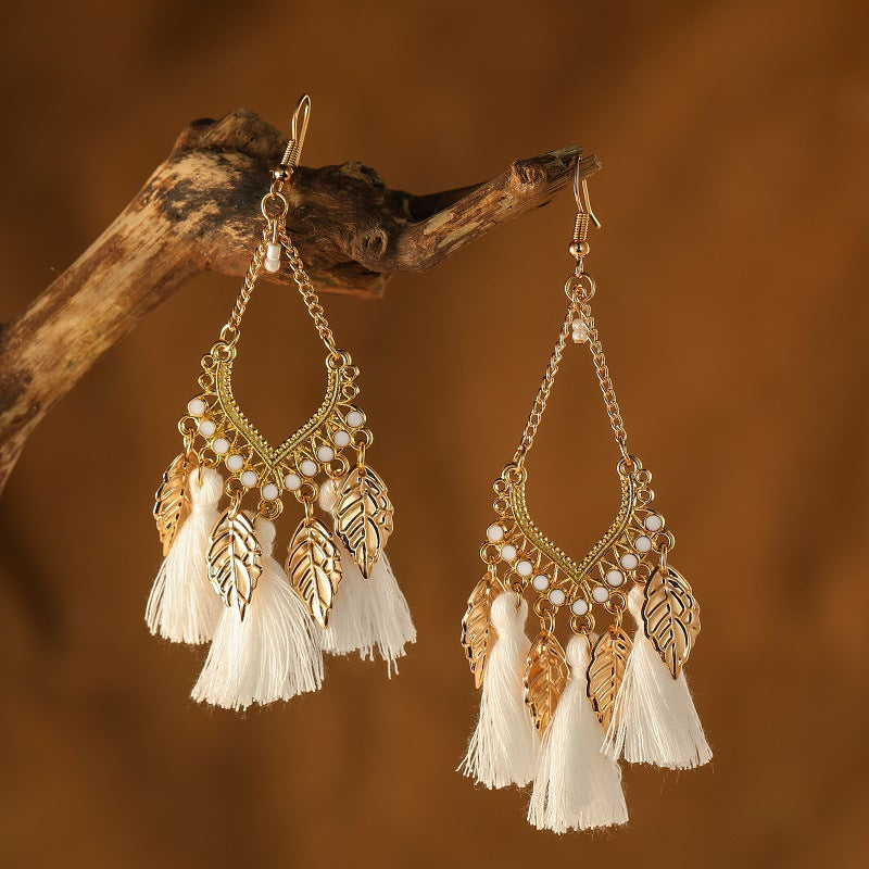 Tassel Leaves Hand-made Your Daisy Ornament Earrings