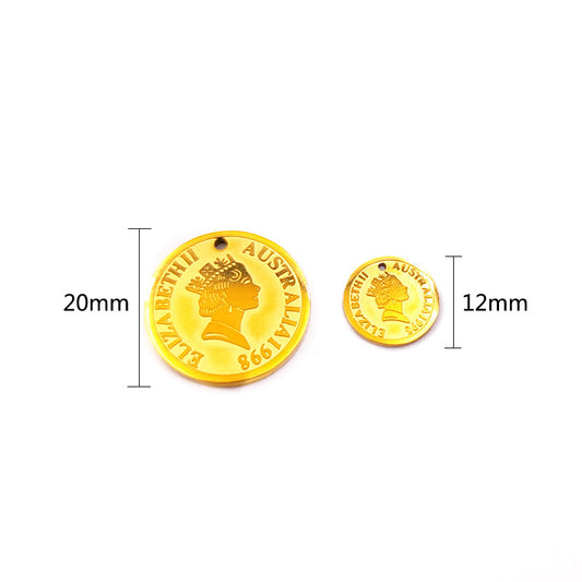 Steel Vacuum Hanging Gold-plated Queen Coin Pendants