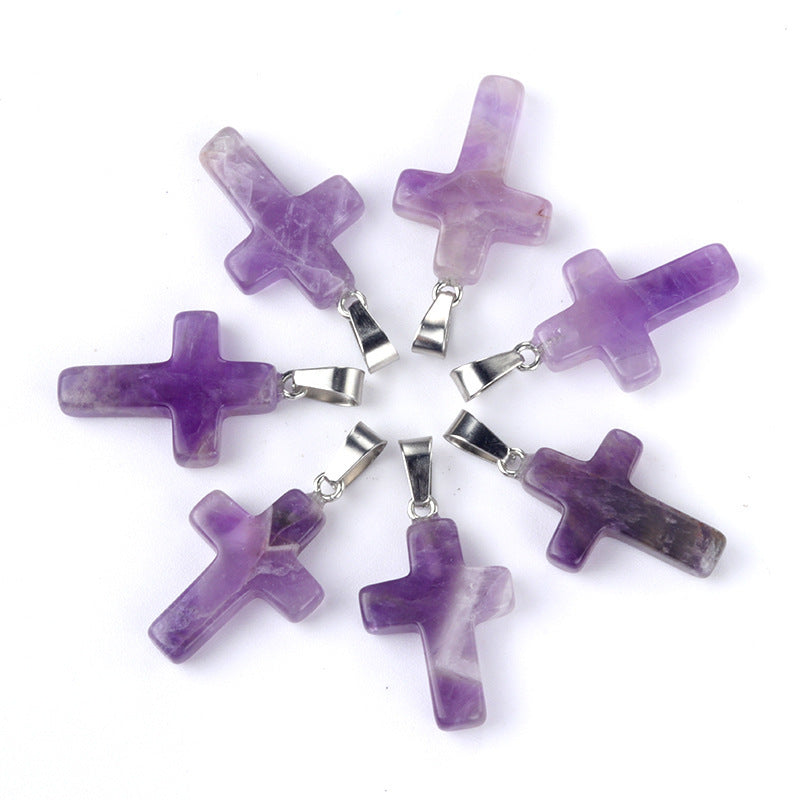 Pink Crystal Christmas Gift Cross Sweater Pendants