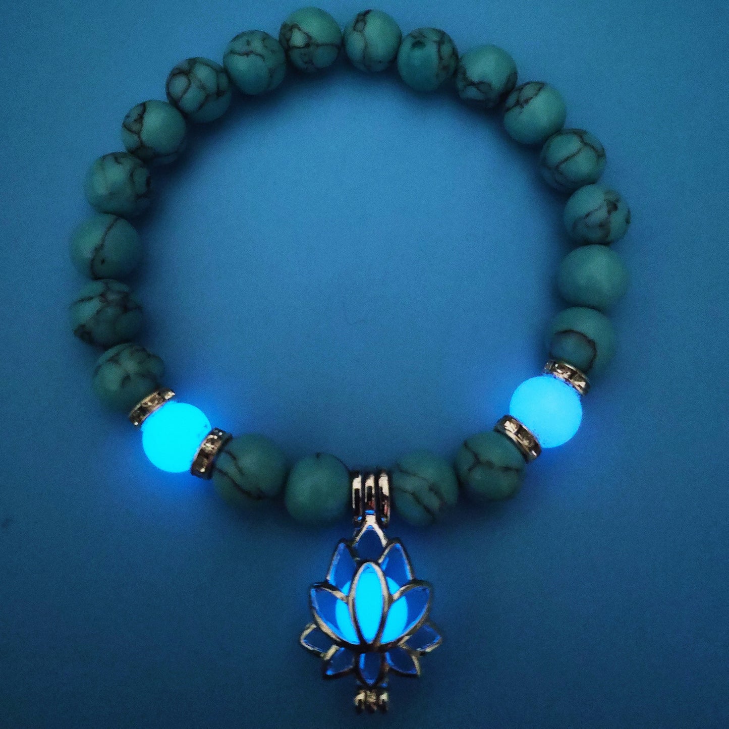 Yoga Energy Luminous Turquoise Bead Lotus Bracelets