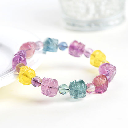 Carved Fluorite Small Fish Rabbit Dual Bracelets