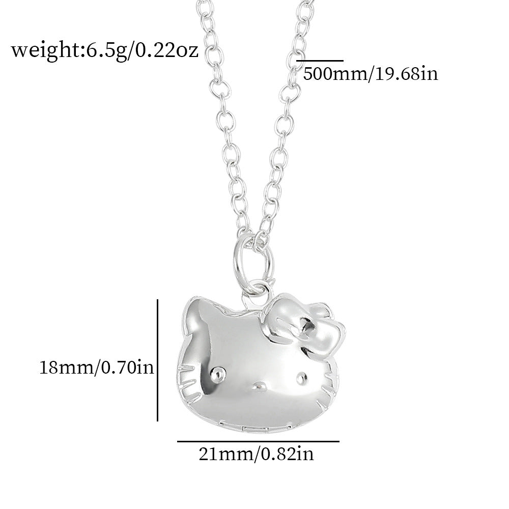 Kitten Hello Couple Full Diamond Clavicle Chain Necklaces