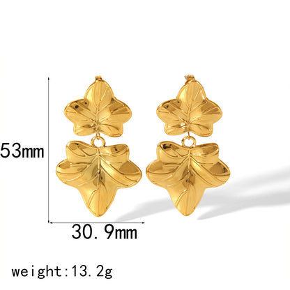 Gold Flower Female Niche Exaggerated Stainless Earrings