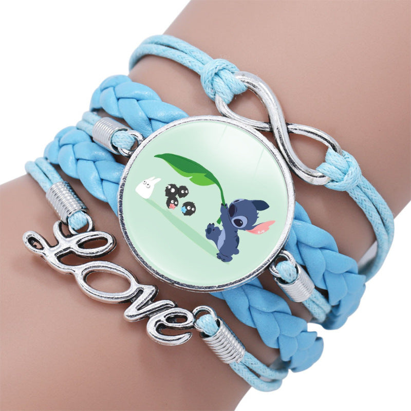 Cartoon Star Stitch Time Stone Leather Bracelets