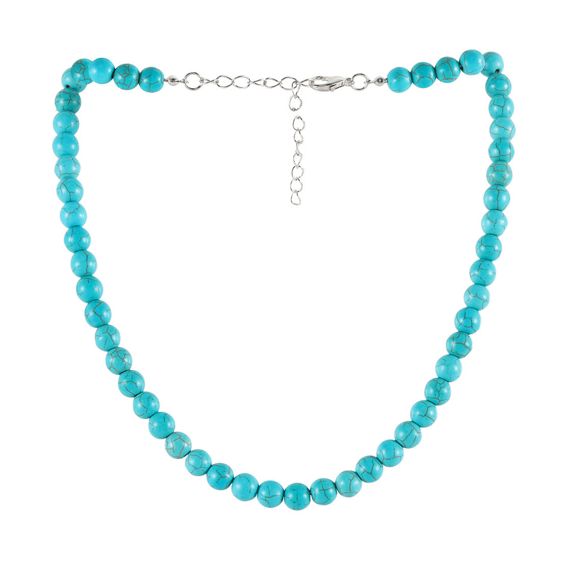 Turquoise Round Beads String Of Personalized Short Chain Necklaces