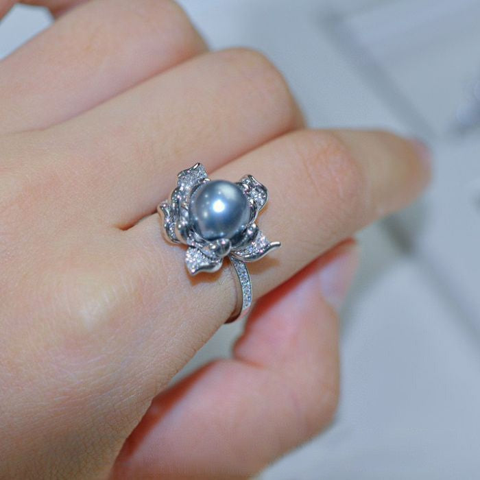 Lotus Pearl Fashion Elegant Graceful Open Rings