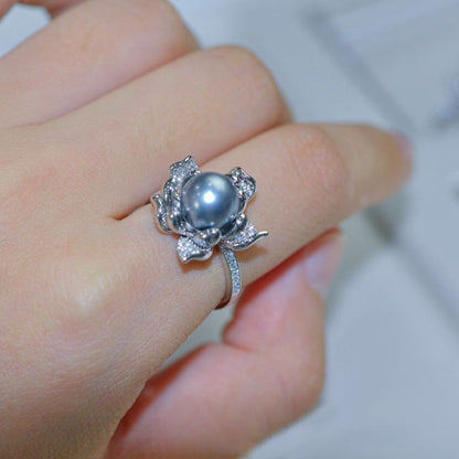 Lotus Pearl Fashion Elegant Graceful Open Rings