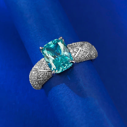 Jewelry Live Sier Paraiba Fat Square Rings