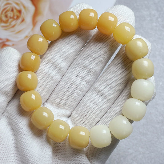 Imitation White Jade Green Bodhi Barrel Beads Bracelets