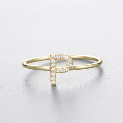 Women's Sier Zircon With English Letters Simple Rings