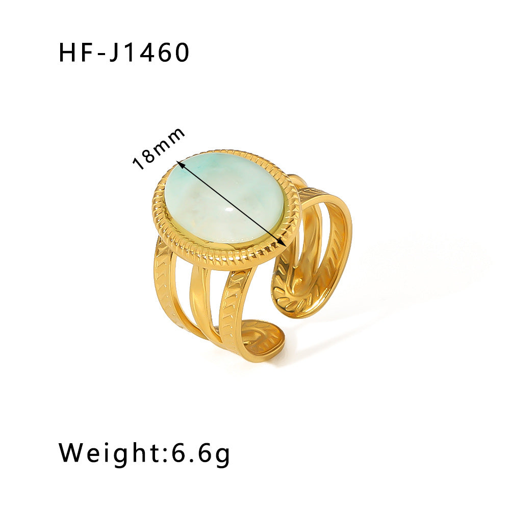 Stone Color Natural Stainless Steel Gold Rings