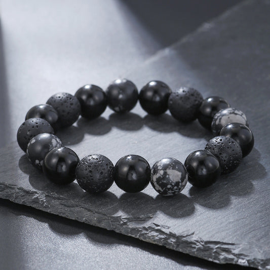 Men's Volcanic Rock Snowflake Stone Beads Vintage Bracelets