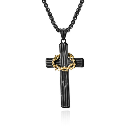 Retro Titanium Steel Garland Cross Two-color Pendants