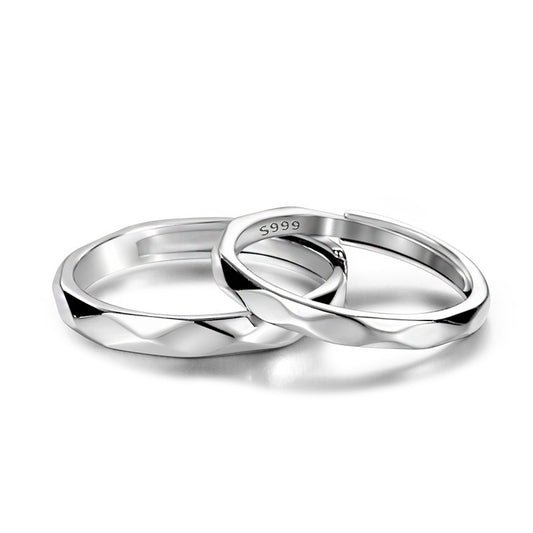 Surface Couple Open Minimalist Design Valentine's Rings