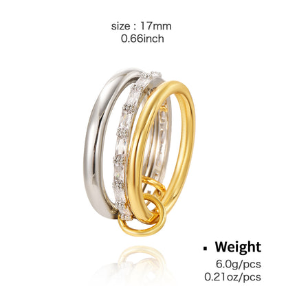 Copper Plated Real Gold Inlaid Zircon Rings