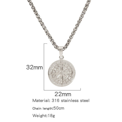 Men's Fashion Viking Nordic Style Metal Compass Necklaces