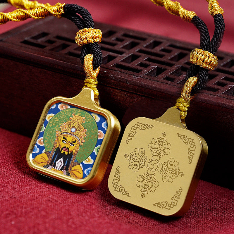 Women's & Men's Statue Of The Buddha Carry-on Yellow Wealth Bodhisattva Pendants